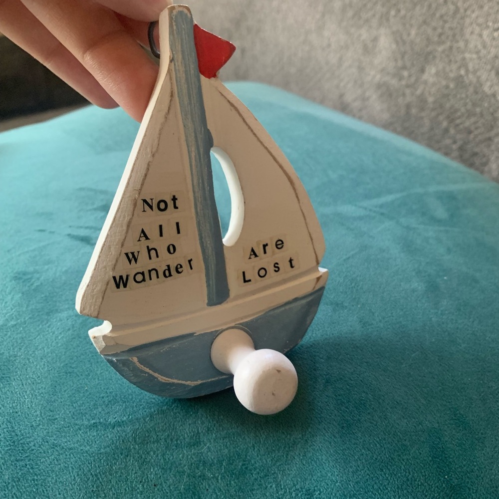 Handmade Rustic Nautical Sailboat Beach Quote Wall Hook